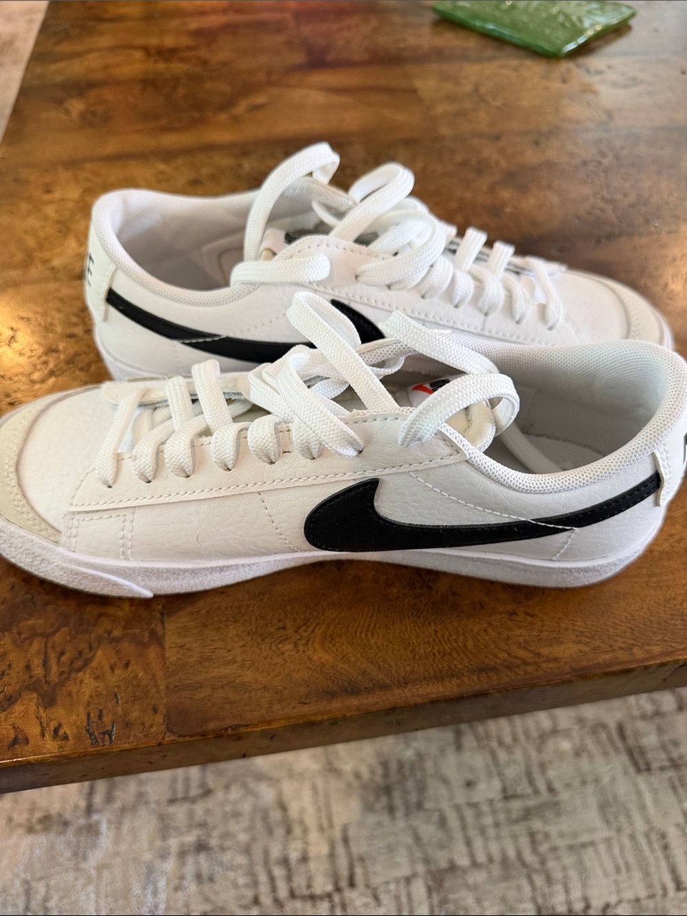 Nike Kids White Sneakers with Black Swoosh - Low Top Casual